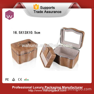 Handmade jewel case boxes, pu leather large box with tray(WH-3161)